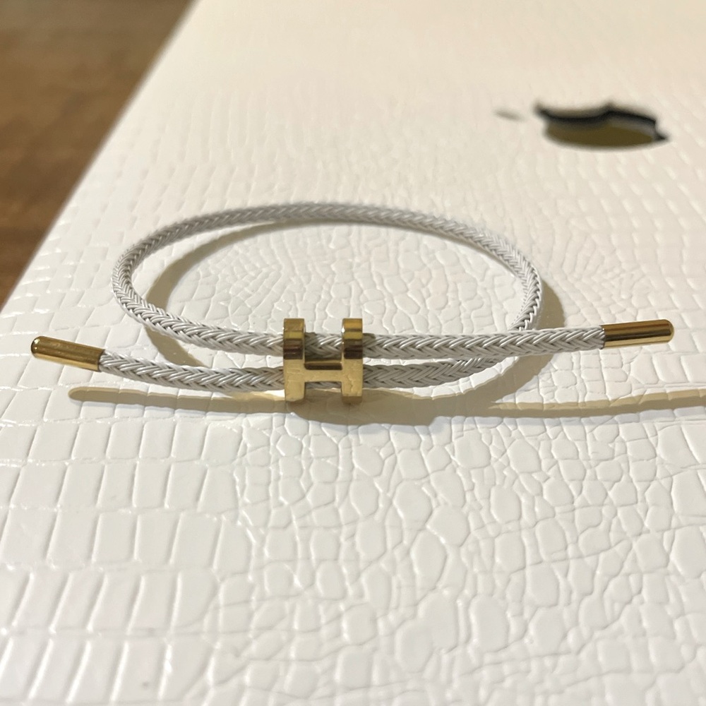 H inspired adjustable white bracelet